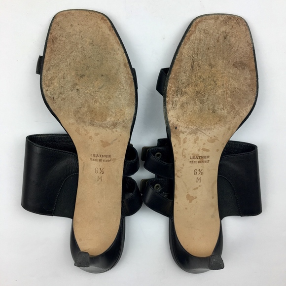 MICHAEL KORS Black LEATHER Sandal Heels Size 6.5 - Picture 6 of 8